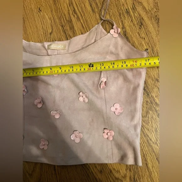 Luca luca silk 100% leather crop top floral & skirt 6 italian vtg 90s Coachella - Picture 15 of 16